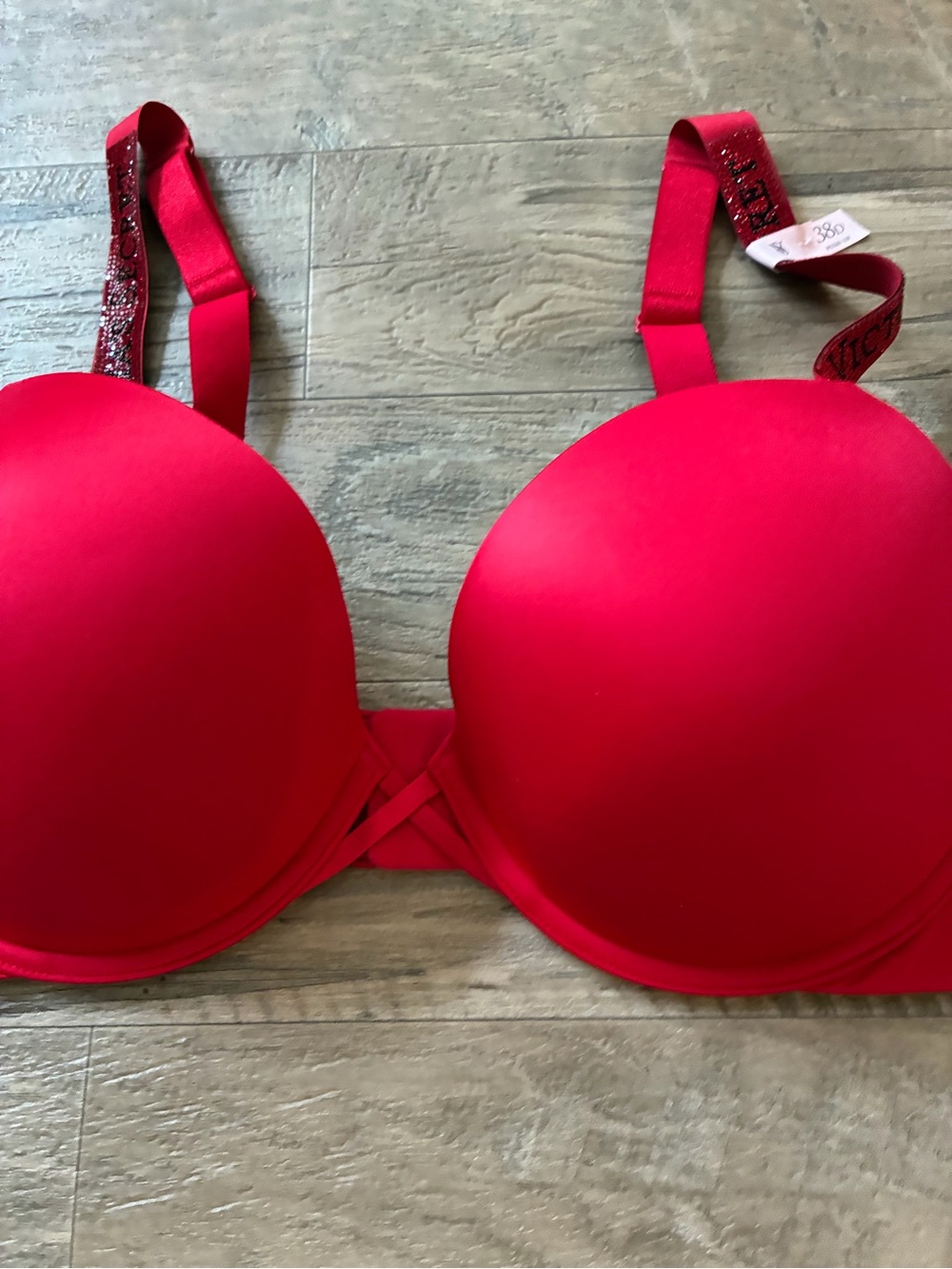 Victoria Secret Satin Rhinestone Logo Strap Push Up Bra - Picture 7 of 11